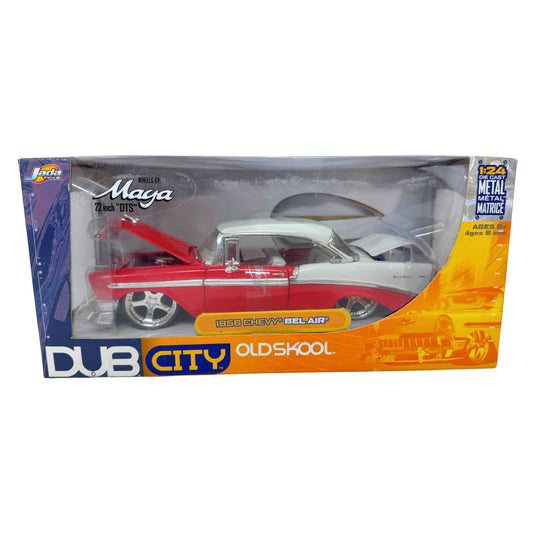 Jada Dub City Oldskool 1956 Chevy Bel Air 1:24 Diecast Maya Wheels 22 Inch DTS