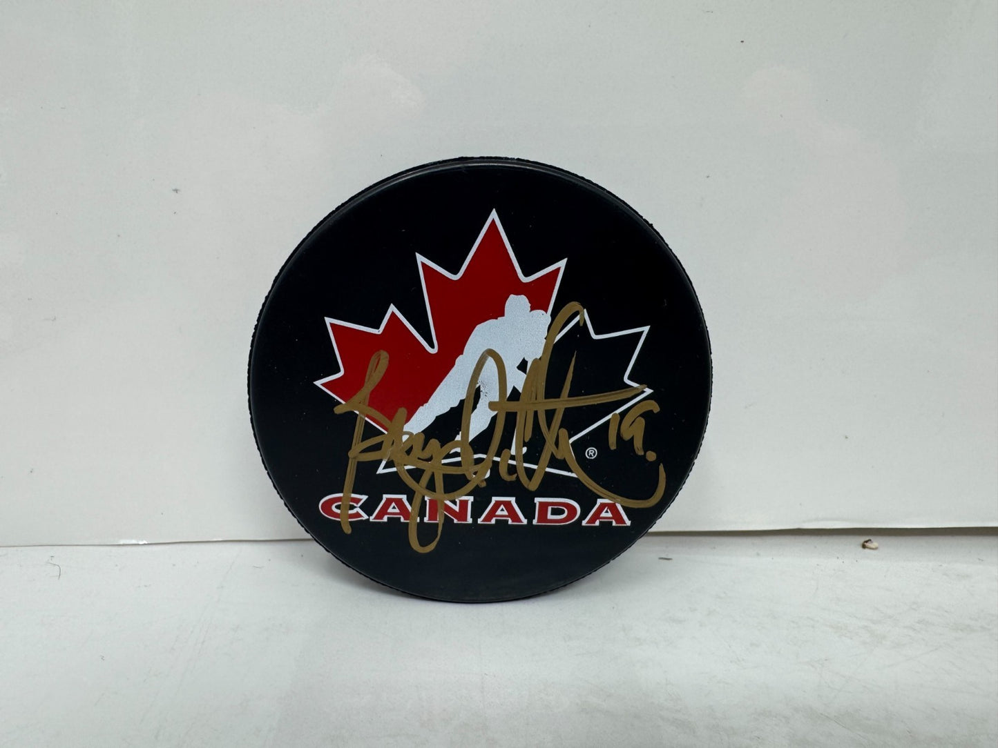Bryan Trottier Team Canada Signed NHL Autograph Puck Gold Auto