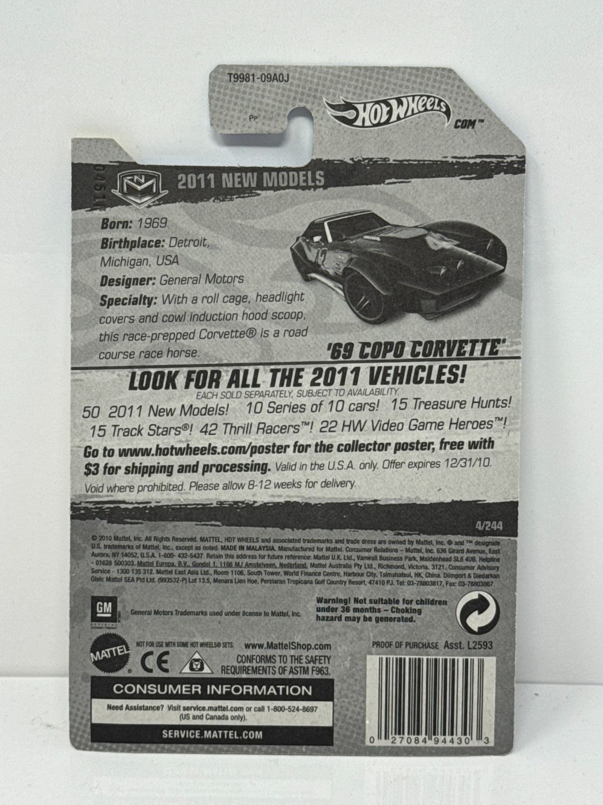 Hot Wheels New Models 1969 Chevy COPO Corvette 1:64 Diecast Factory Sealed