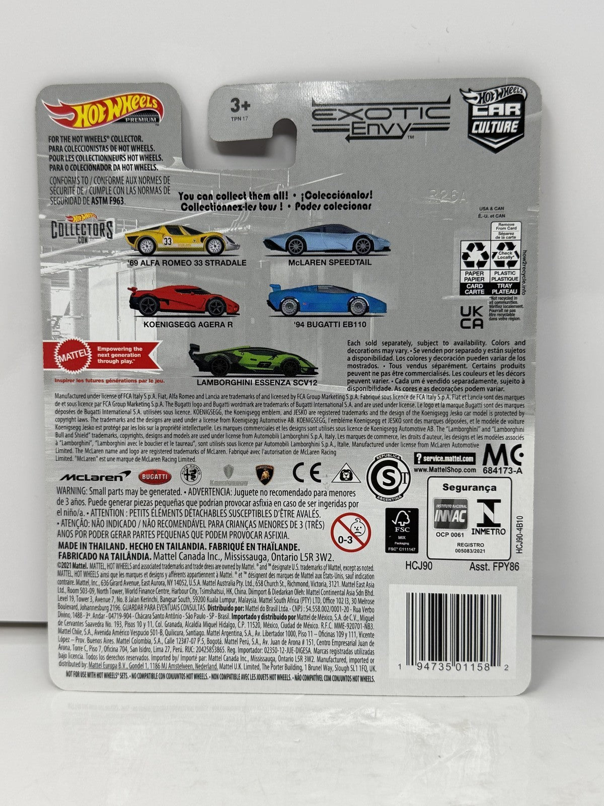 Hot Wheels Premium Exotic Envy Koenigsegg Agera R 1:64 Diecast