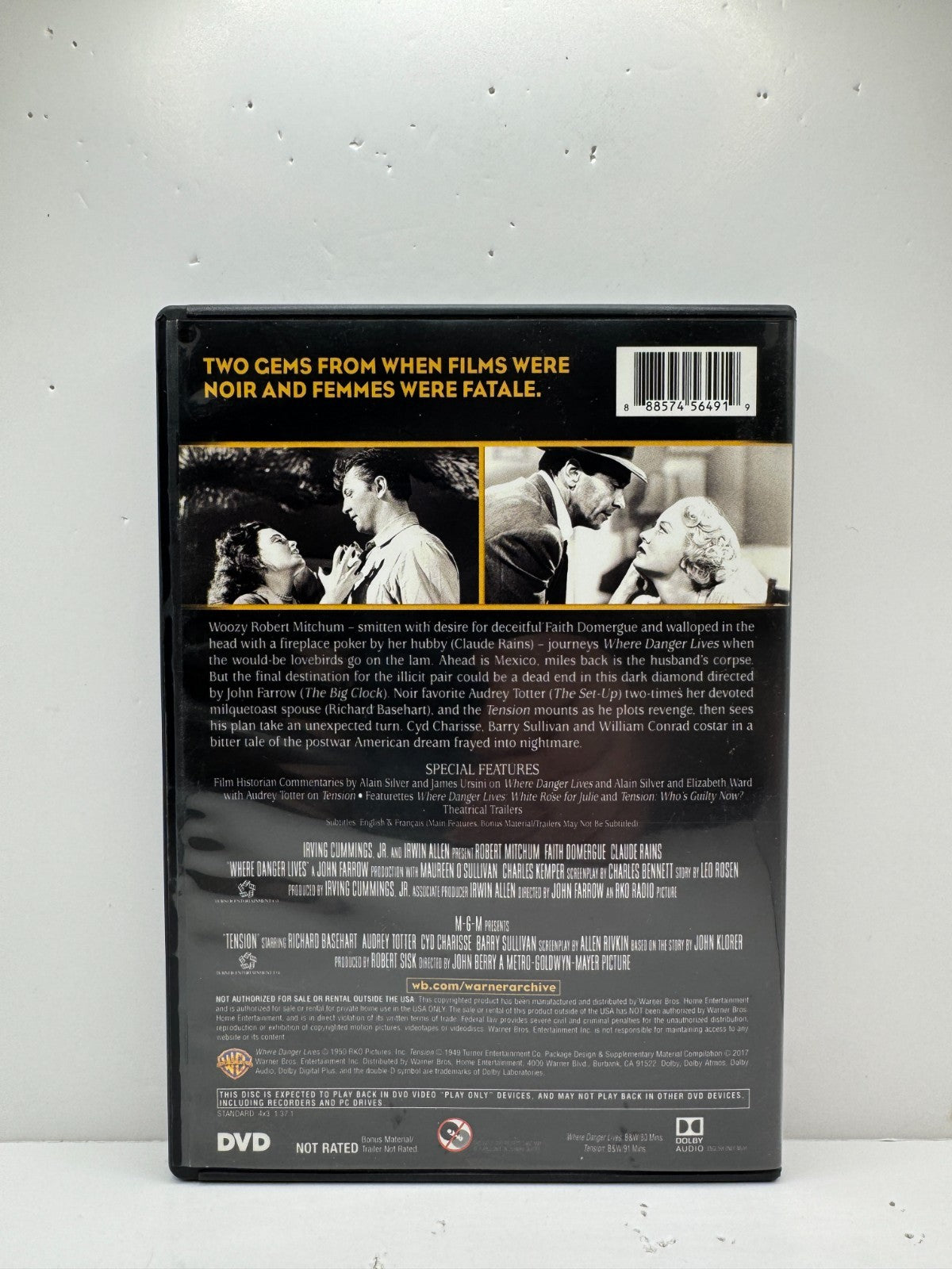 Where Danger Lives / Tension (DVD) Film Noir Warner Archive Collection