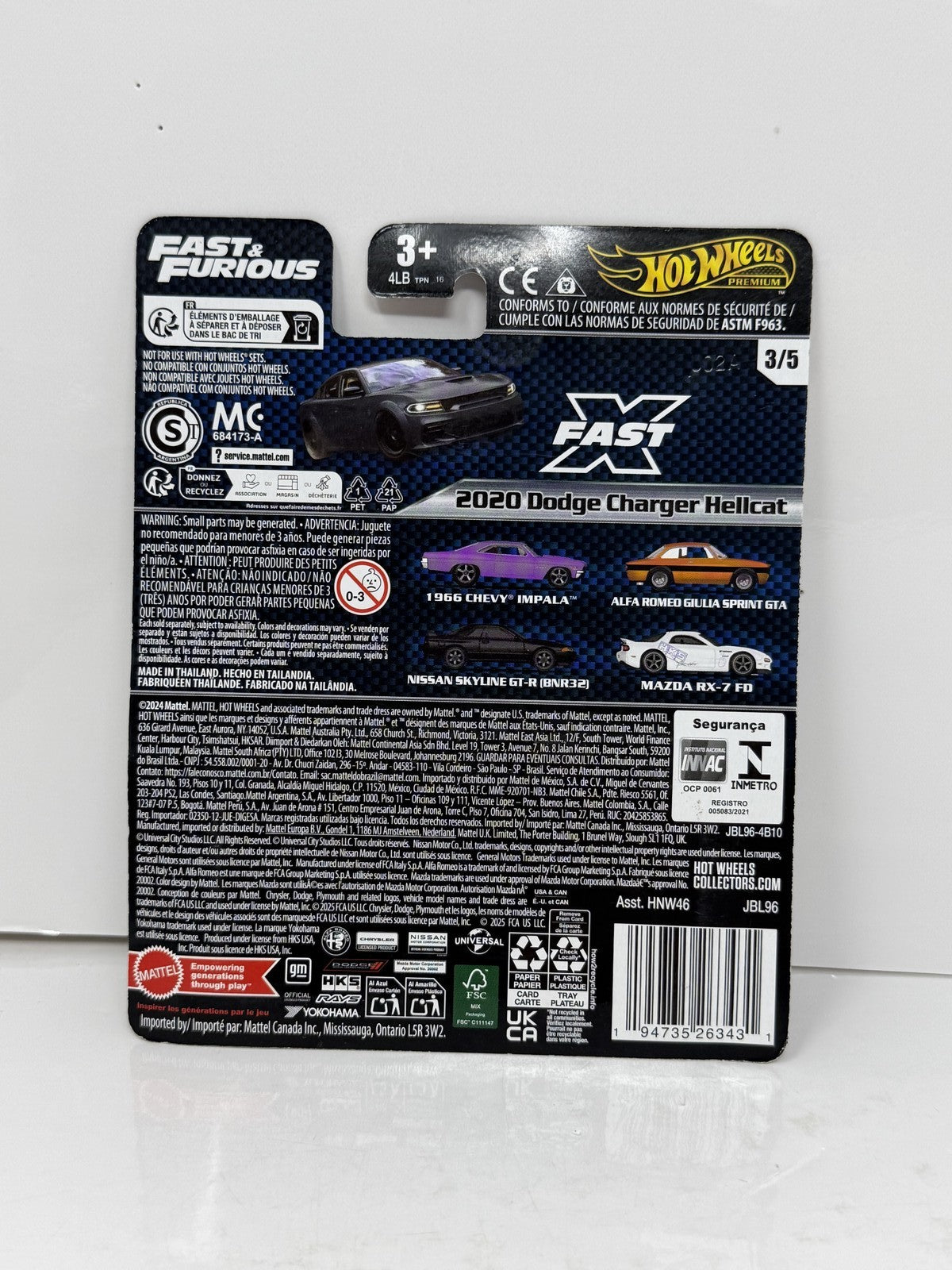 Hot Wheels Premium Fast & Furious 2020 Dodge Charger Hellcat 1:64 Diecast