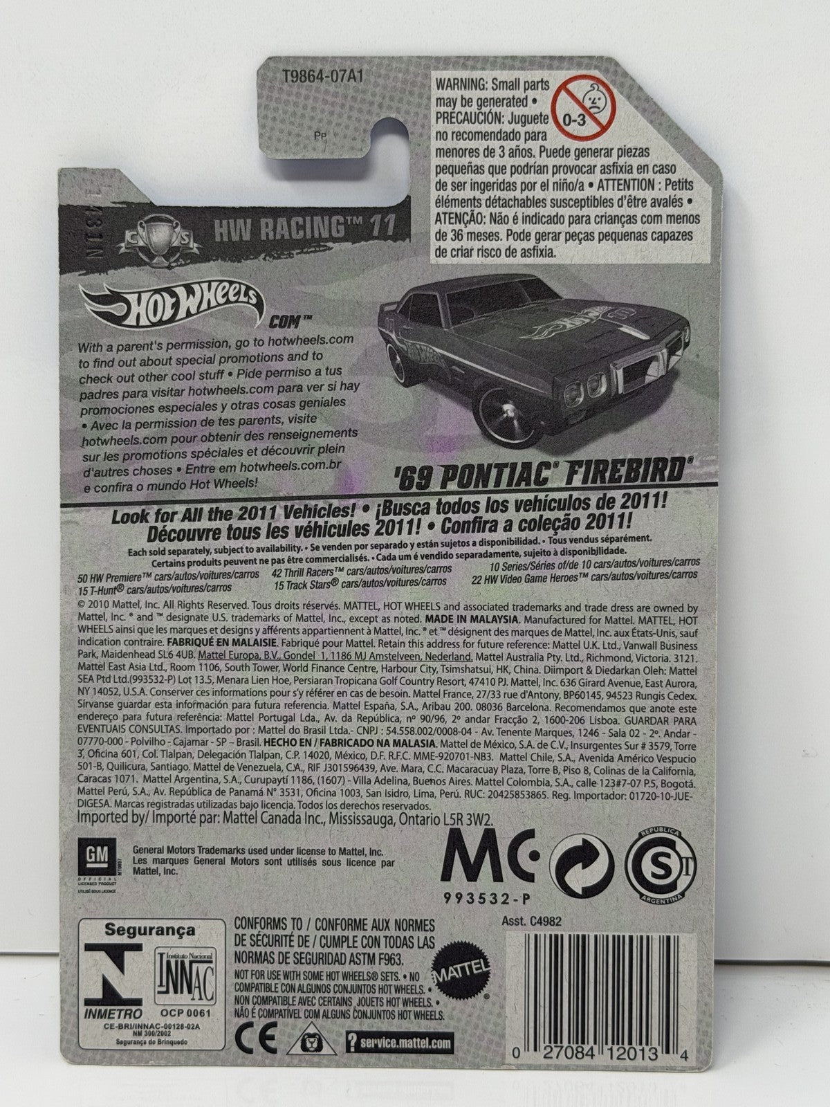 Hot Wheels HW Racing 1969 Pontiac Firebird 1:64 Diecast Blue