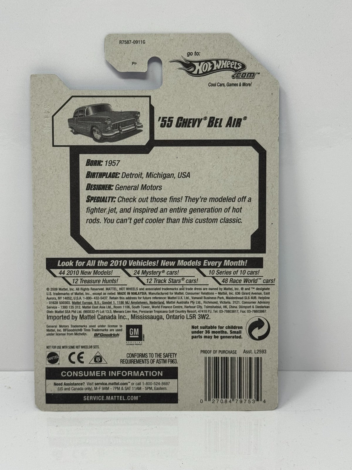 Hot Wheels Hot Auction ’10 1955 Chevy Bel Air 1:64 Diecast Factory Sealed BFG
