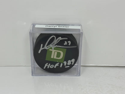 Darryl Sittler TD Bank Signed NHL Autograph Puck Silver Auto