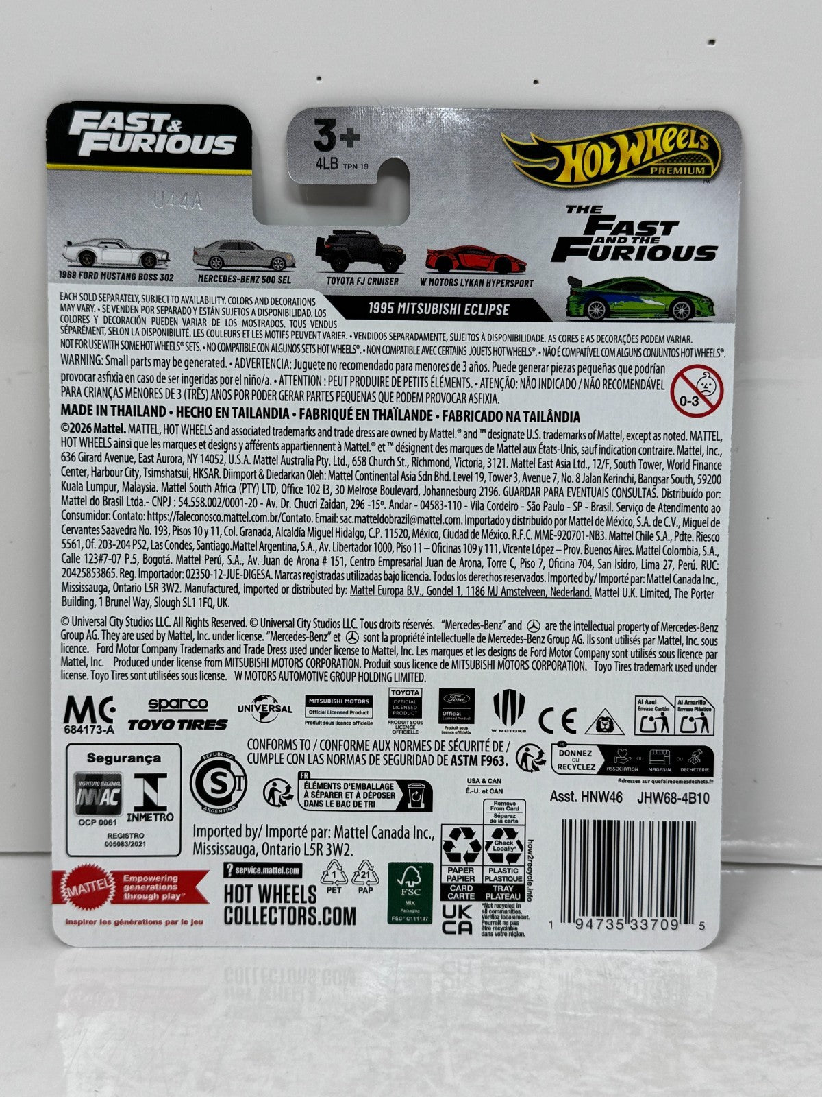 Hot Wheels Premium Fast & Furious 1995 Mitsubishi Eclipse 1:64 Diecast