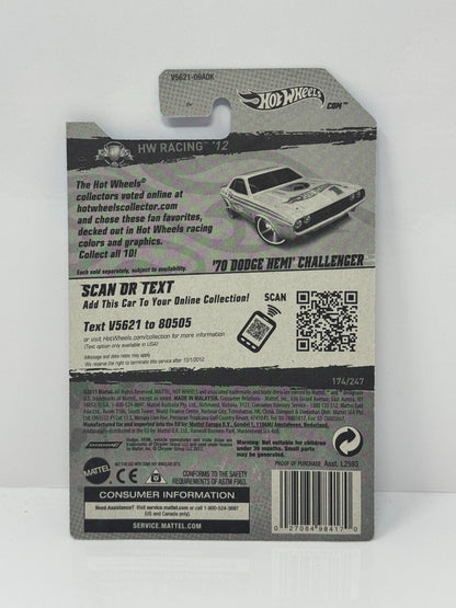 Hot Wheels Racing 1970 Dodge Hemi Challenger 1:64 Diecast Factory Sealed White
