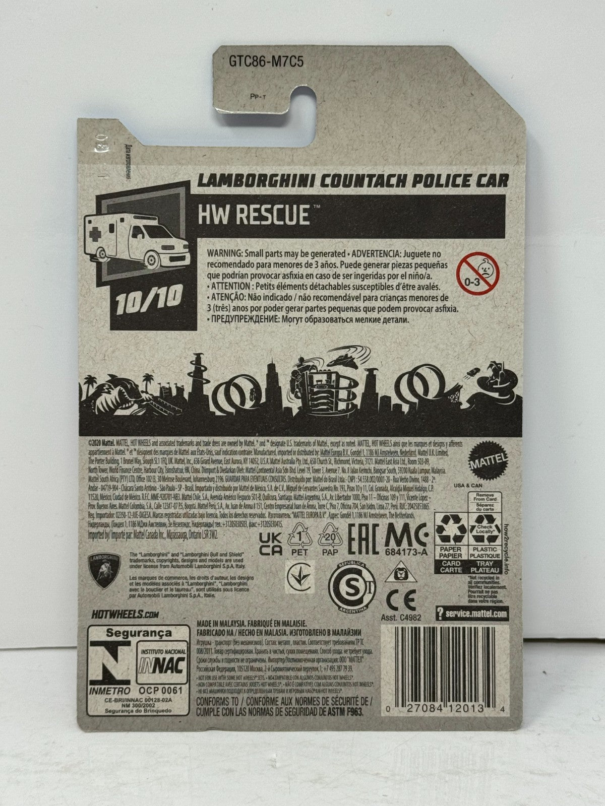 Hot Wheels Treasure Hunt HW Rescue Lamborghini Countach Police Car 1:64 Diecast