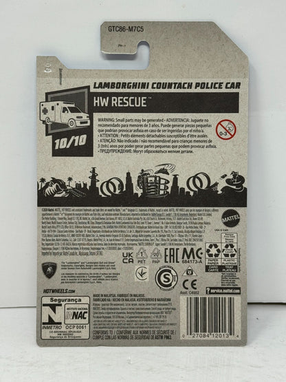 Hot Wheels Treasure Hunt HW Rescue Lamborghini Countach Police Car 1:64 Diecast
