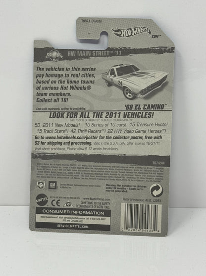 Hot Wheels HW Main Street '11 1968 Chevy El Camino 1:64 Diecast Factory Sealed
