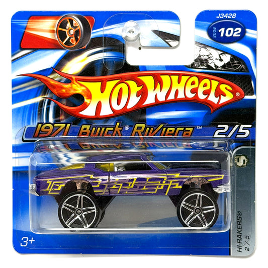 Hot Wheels Hi-Rakers 1971 Buick Riviera 1:64 Diecast Purple Short Card