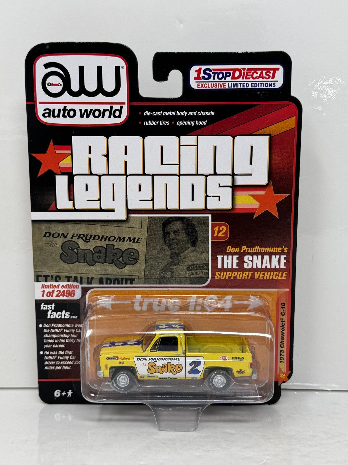 Auto World Racing Legends 1973 Chevrolet C10 Don Prudhomme Snake 1:64 Diecast