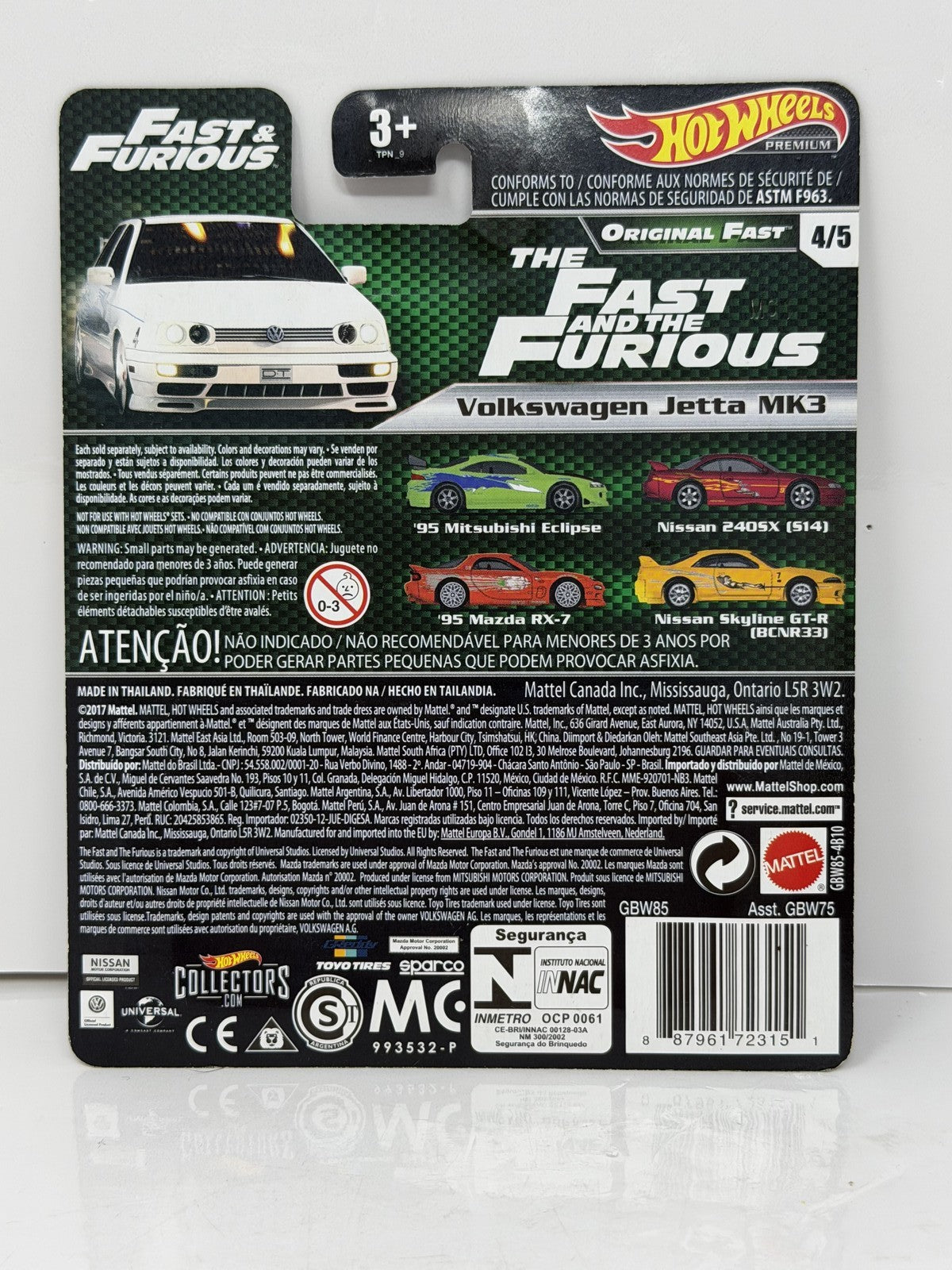 Hot Wheels Premium Fast & Furious Original Volkswagen Jetta MK3 1:64 Diecast