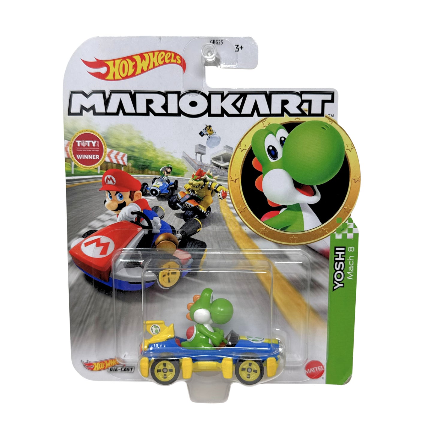 Hot Wheels Mario Kart Yoshi Mach 8 1:64 Diecast