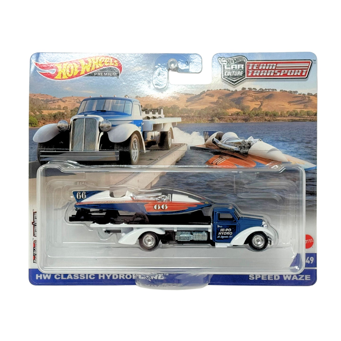 Hot Wheels Premium Team Transport #49 Classic Hydroplane & Hauler 1:64 Diecast