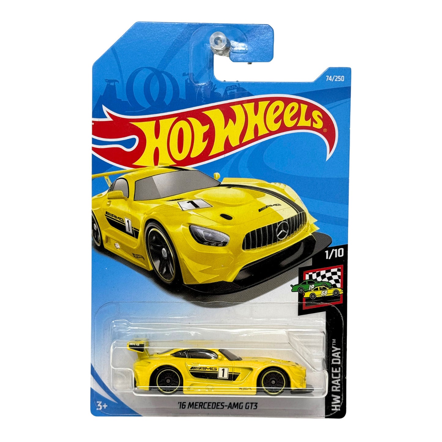 Hot Wheels Race Day 2016 Mercedes-AMG GT3 1:64 Diecast Yellow
