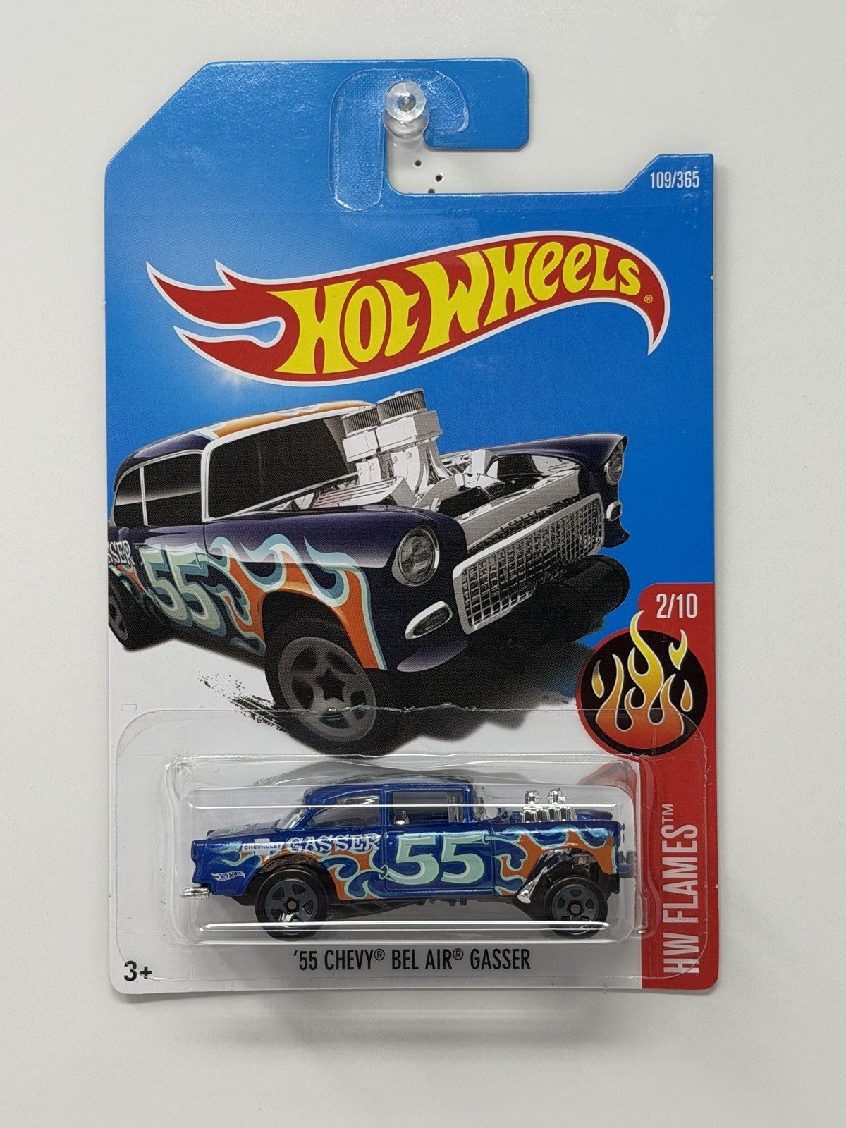Hot Wheels HW Flames 1955 Chevy Bel Air Gasser Blue 1:64 Diecast