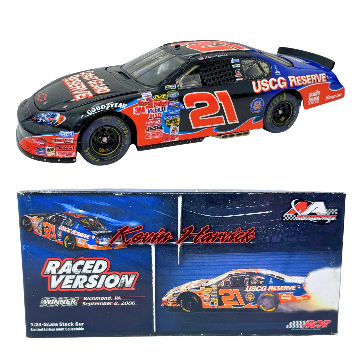 Motorsports Authentics Nascar #21 Kevin Harvick Richmond Win DEALER 1:24 Diecast