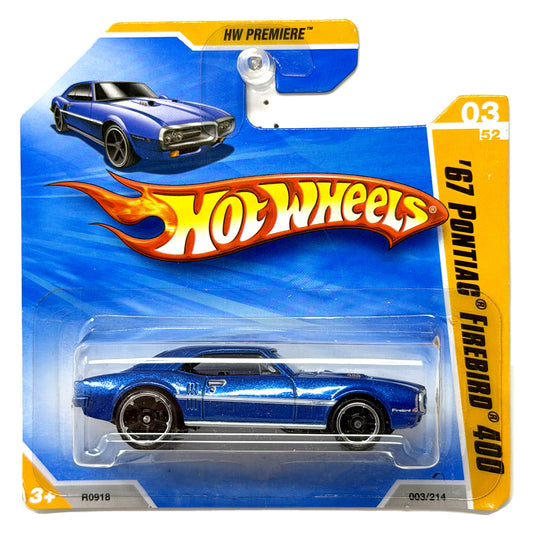 Hot Wheels HW Premiere 1967 Pontiac Firebird 400 1:64 Diecast Blue Short Card