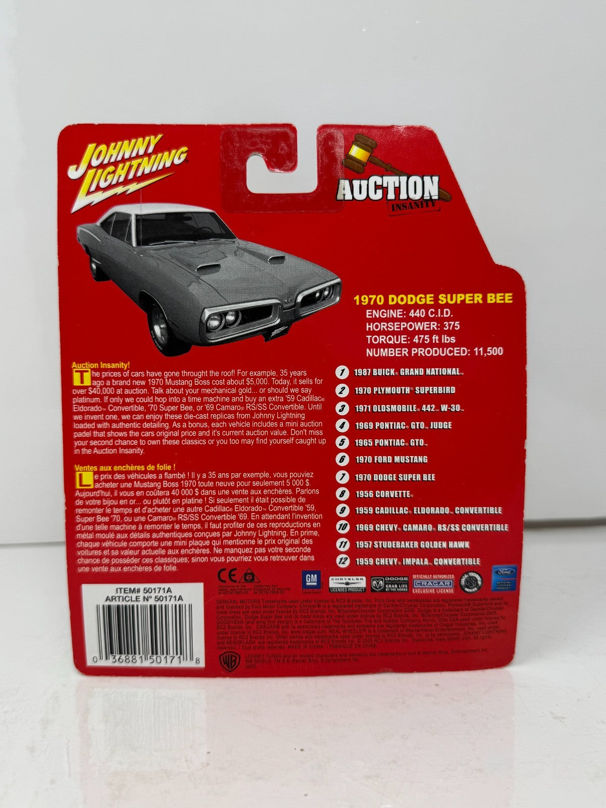 Johnny Lightning Auction Insanity 1970 Dodge Super Bee 1:64 Diecast