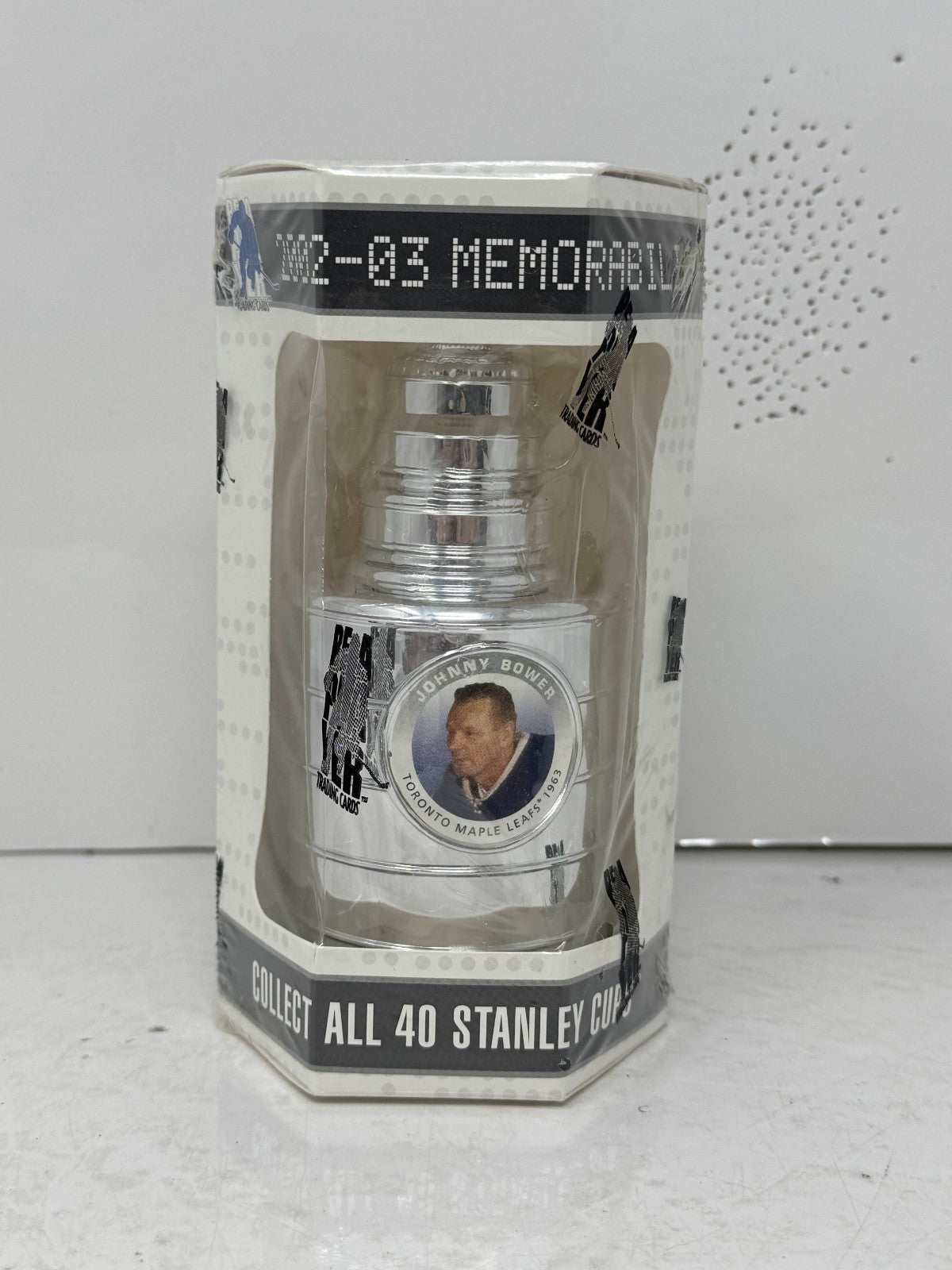 2002-03 ITG Memorabilia Stanley Cup Mini Trophy Johnny Bower Toronto Maple Leafs