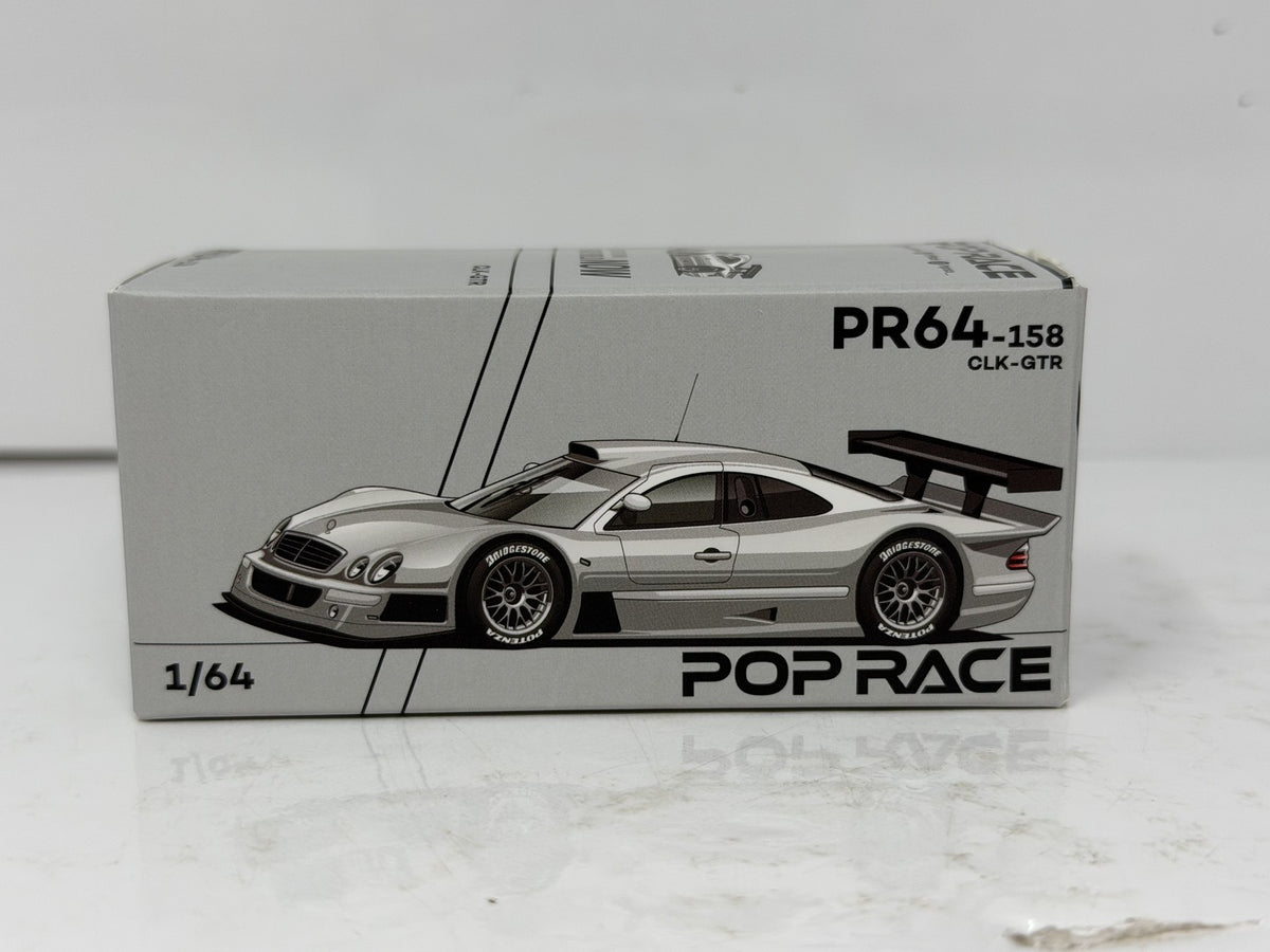 Pop Race Mercedes-Benz CLK-GTR Silver 1:64 Diecast