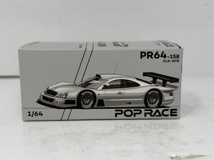 Pop Race Mercedes-Benz CLK-GTR Silver 1:64 Diecast