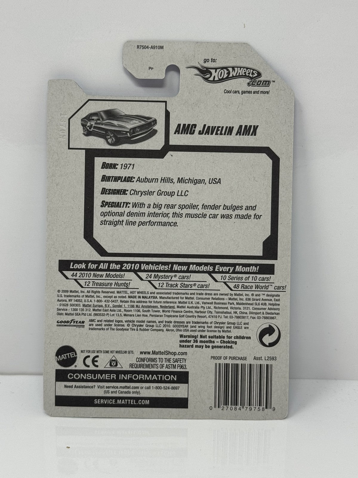 Hot Wheels Muscle Mania AMC Javelin AMX 1:64 Diecast Factory Sealed Blue
