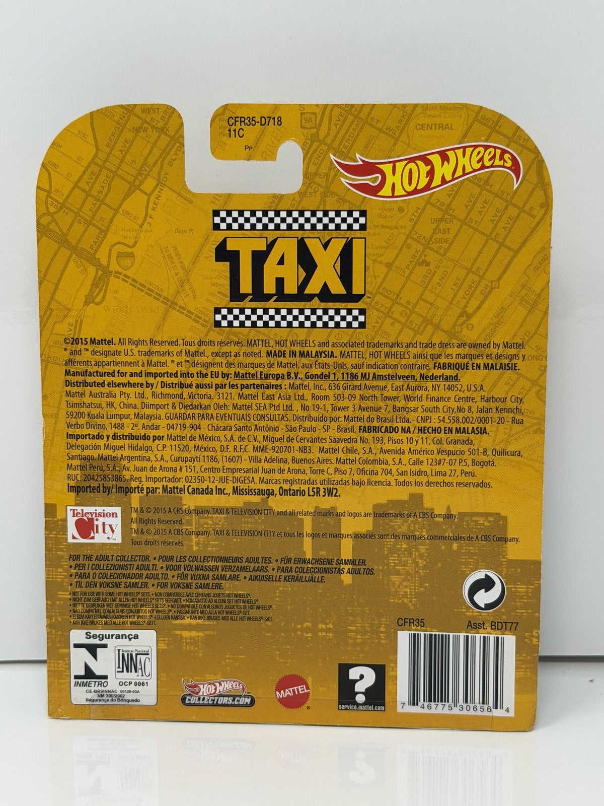 Hot Wheels Retro Entertainment Taxi 1974 Checker Taxi Cab 1:64 Diecast Yellow