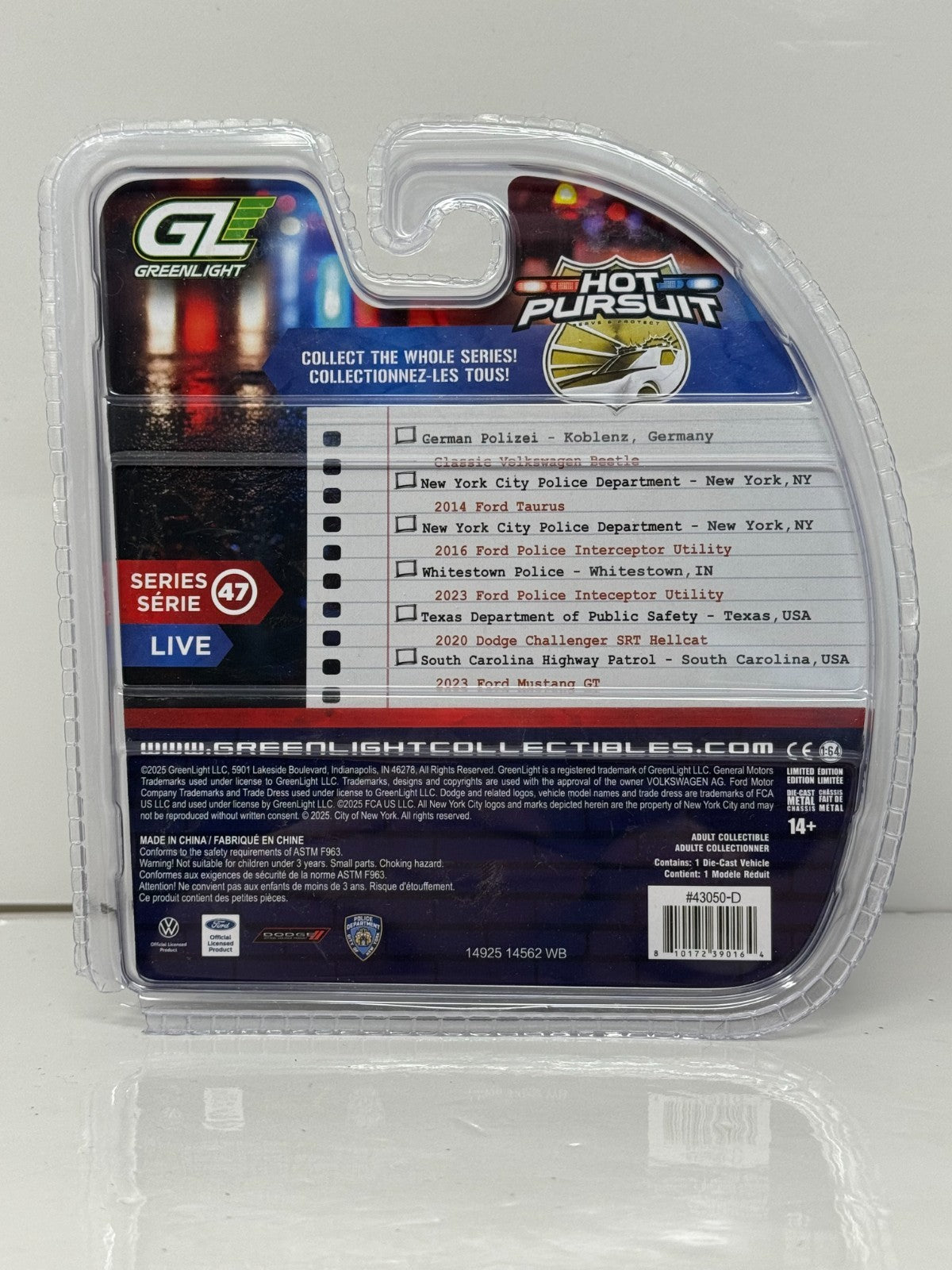 Greenlight Hot Pursuit 2023 Ford Police Interceptor Whitestown PD 1:64 Diecast