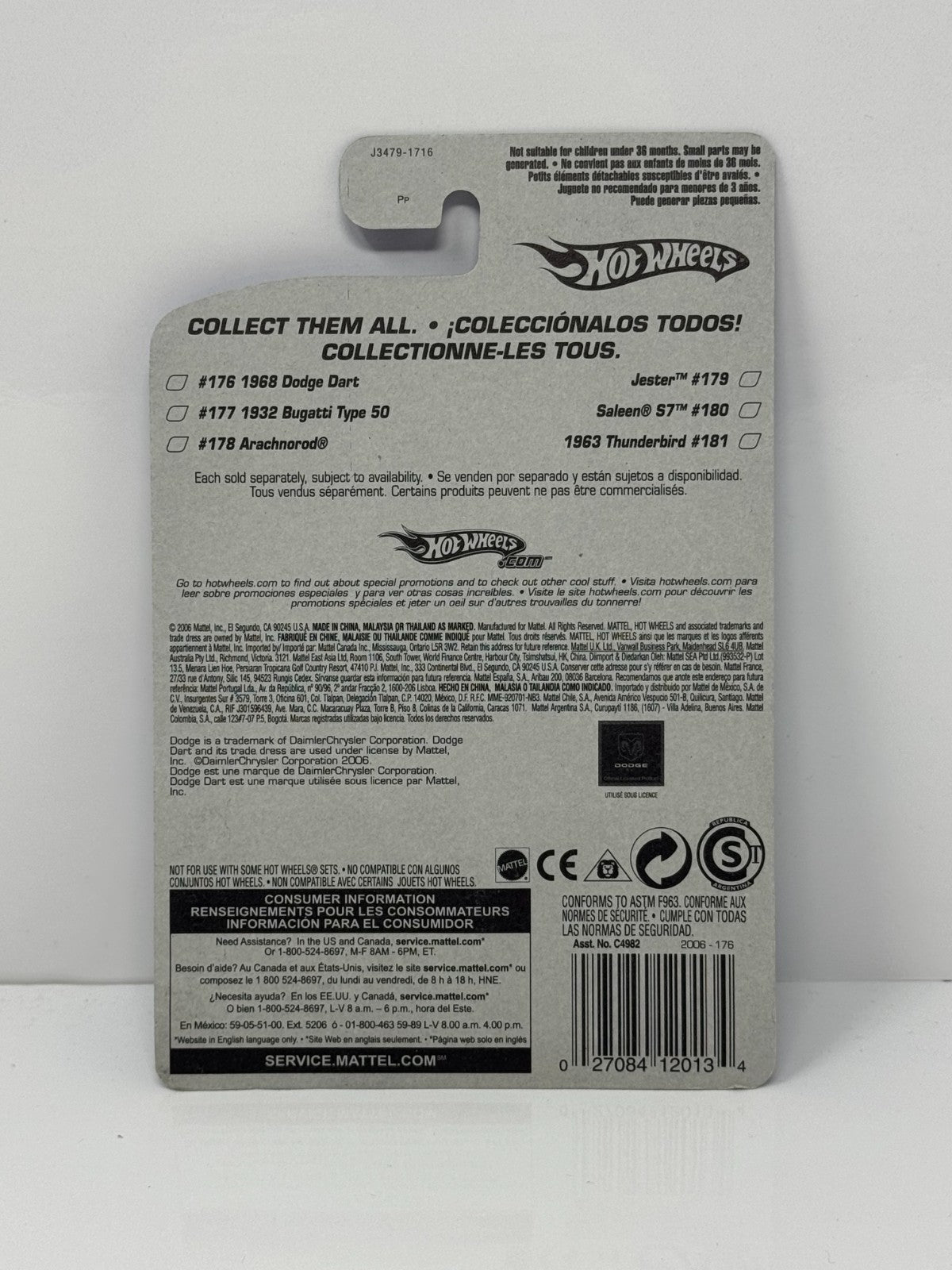 Hot Wheels 1968 Dodge Dart 1:64 Diecast Black Blue