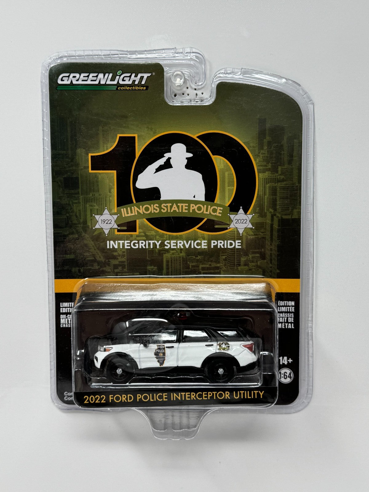 Greenlight Illinois State PD 100 Years 2022 Ford Police Interceptor 1:64 Diecast