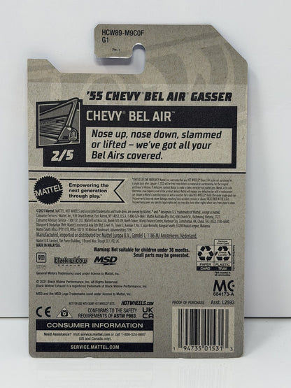 Hot Wheels Chevy Bel Air 1955 Chevy Bel Air Gasser Purple 1:64 Diecast U.S. Card