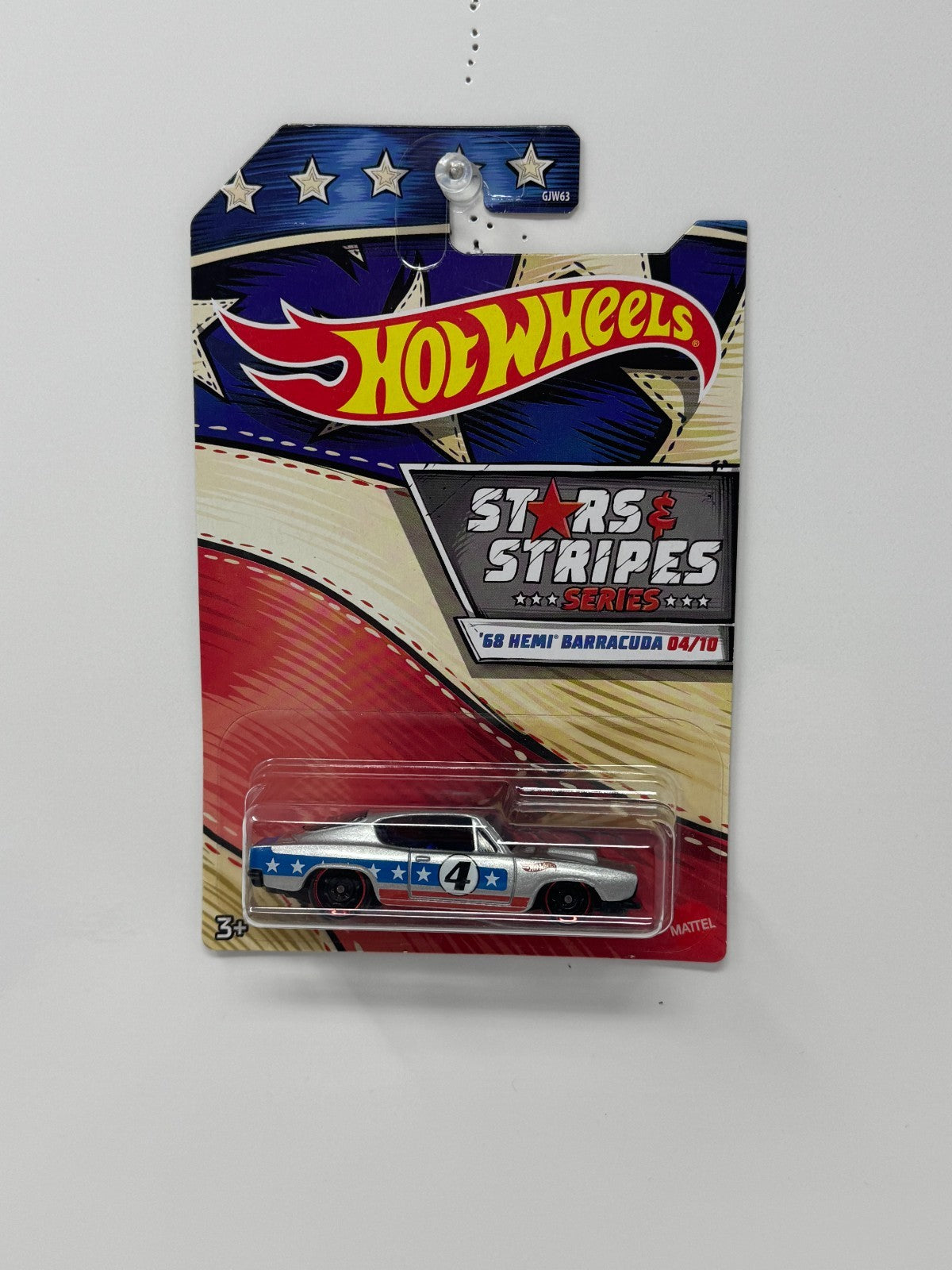 Hot Wheels Stars & Stripes 1968 HEMI Plymouth Barracuda 1:64 Diecast Silver