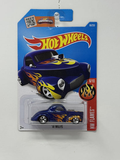 Hot Wheels Flames 1941 Willys 1:64 Diecast Blue