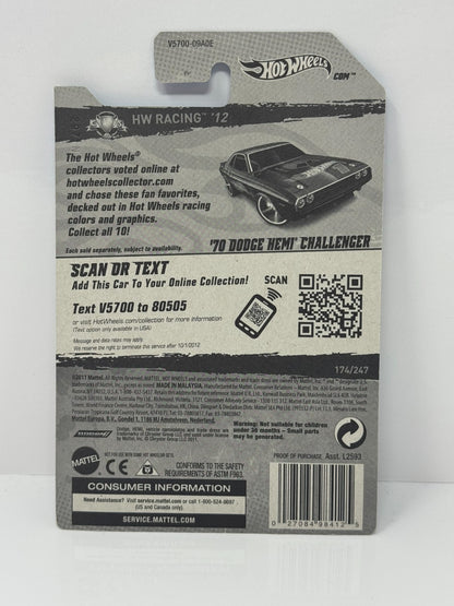 Hot Wheels Racing 1970 Dodge Hemi Challenger 1:64 Diecast Factory Sealed Black