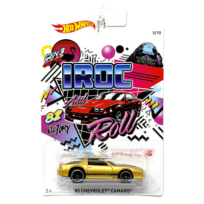 Hot Wheels 50th IROC and Roll 1985 Chevrolet Camaro IROC-Z 1:64 Diecast Gold