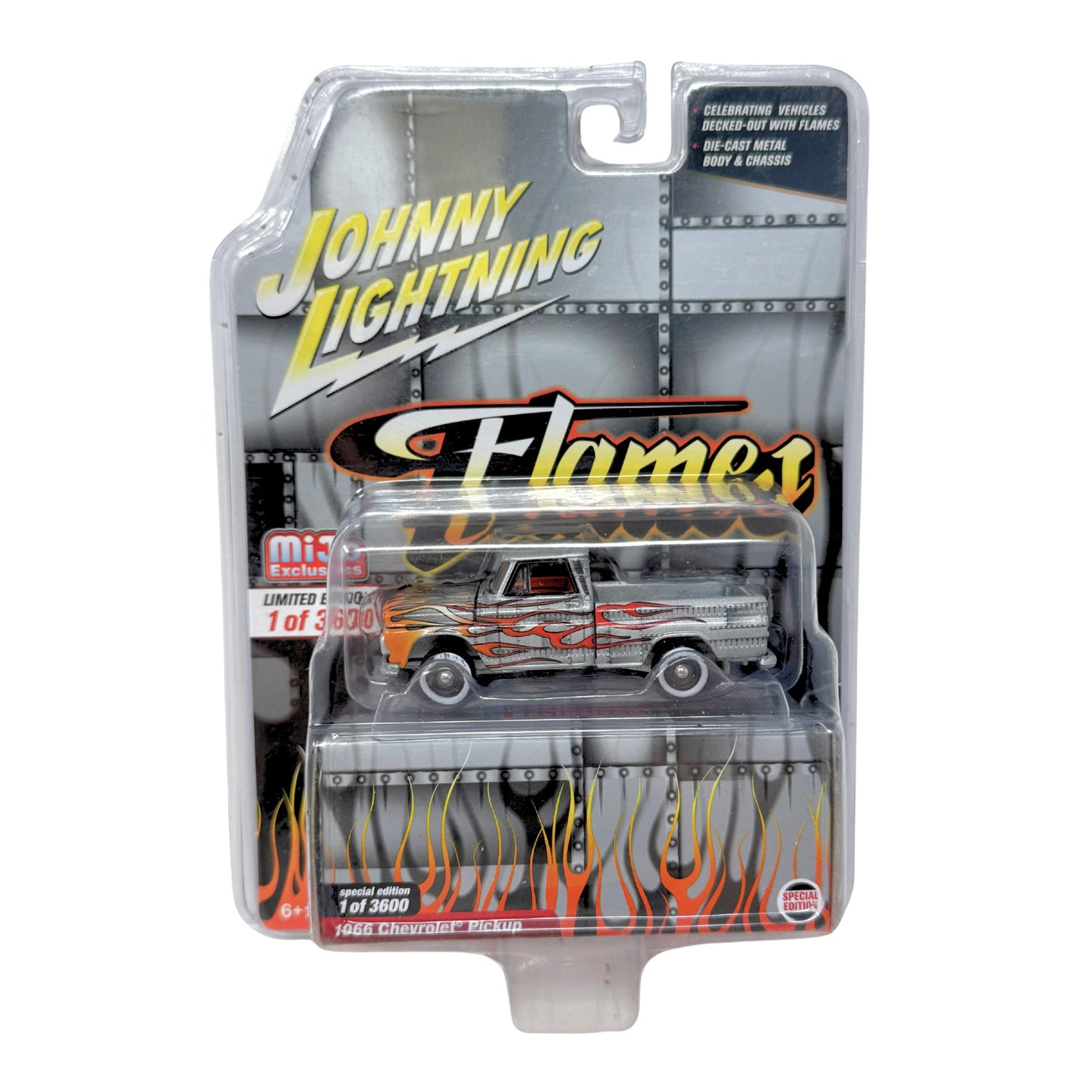Johnny Lightning Flames 1966 Chevrolet Pickup 1:64 Diecast