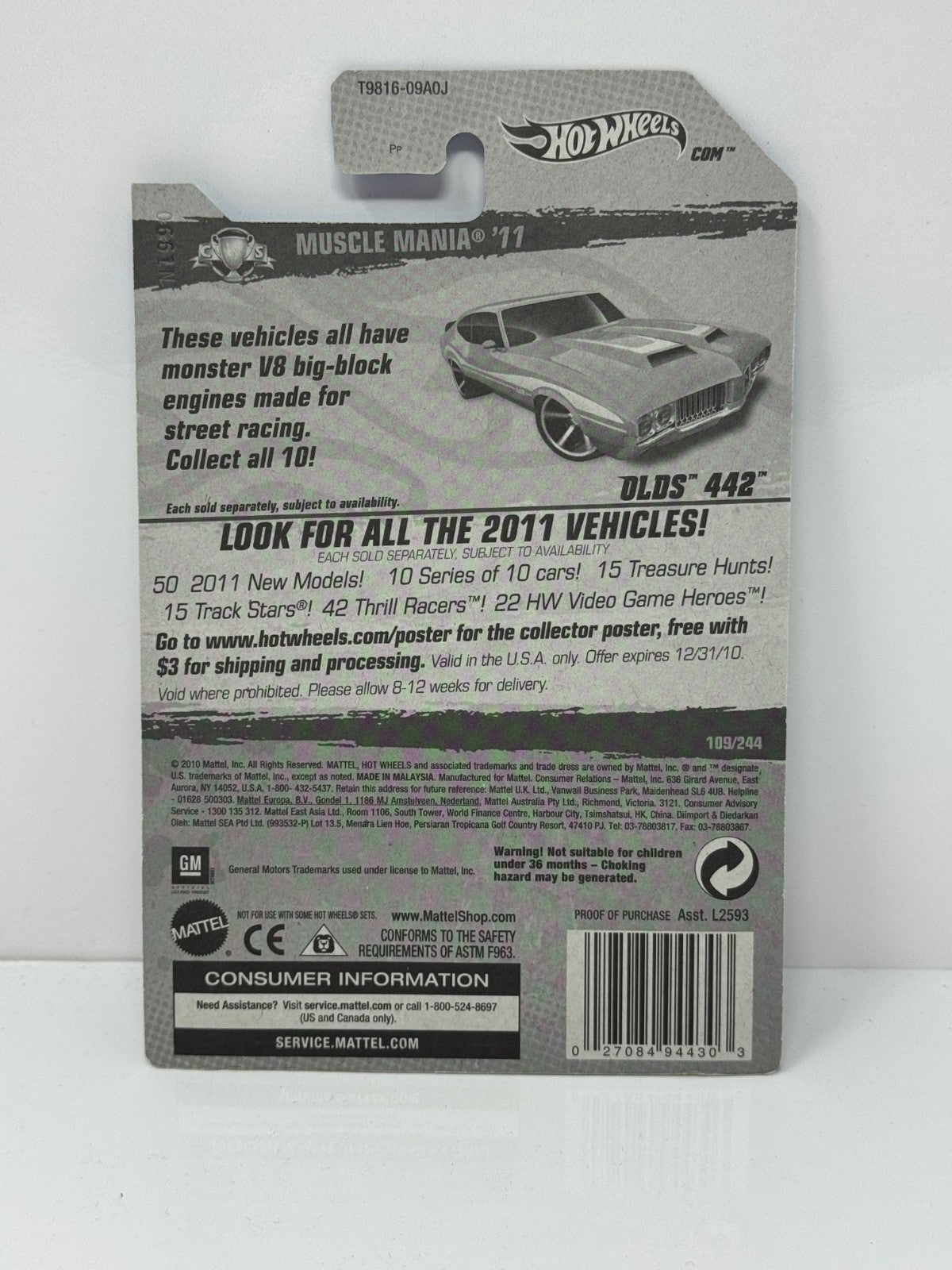 Hot Wheels Muscle Mania 1970 Oldsmobile 442 1:64 Diecast Factory Sealed Teal
