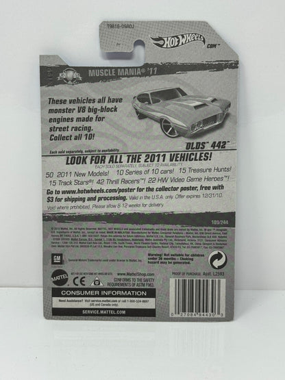 Hot Wheels Muscle Mania 1970 Oldsmobile 442 1:64 Diecast Factory Sealed Teal