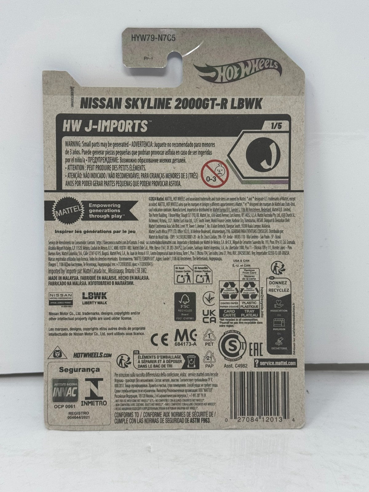 Hot Wheels HW J-Imports Nissan Skyline 2000GT-R LBWK Liberty Walk JDM 1:64 Diecast