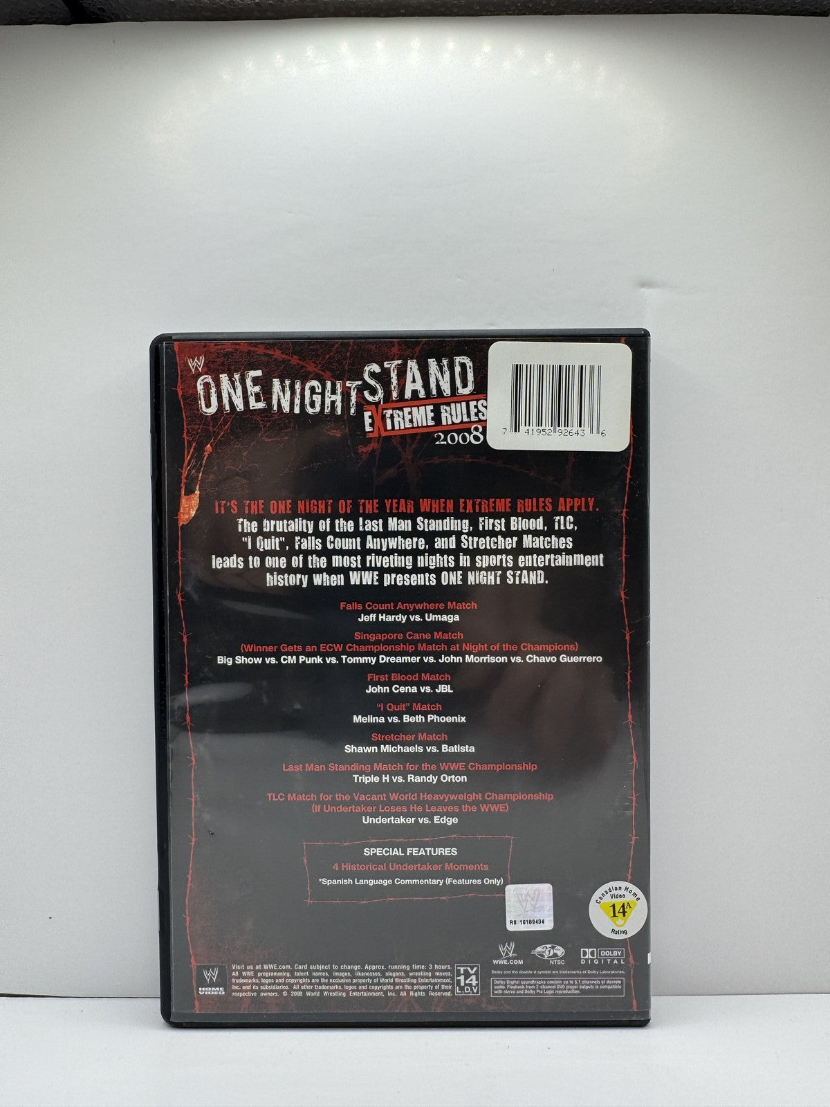 WWE One Night Stand 2008 (DVD) WWE Wrestling