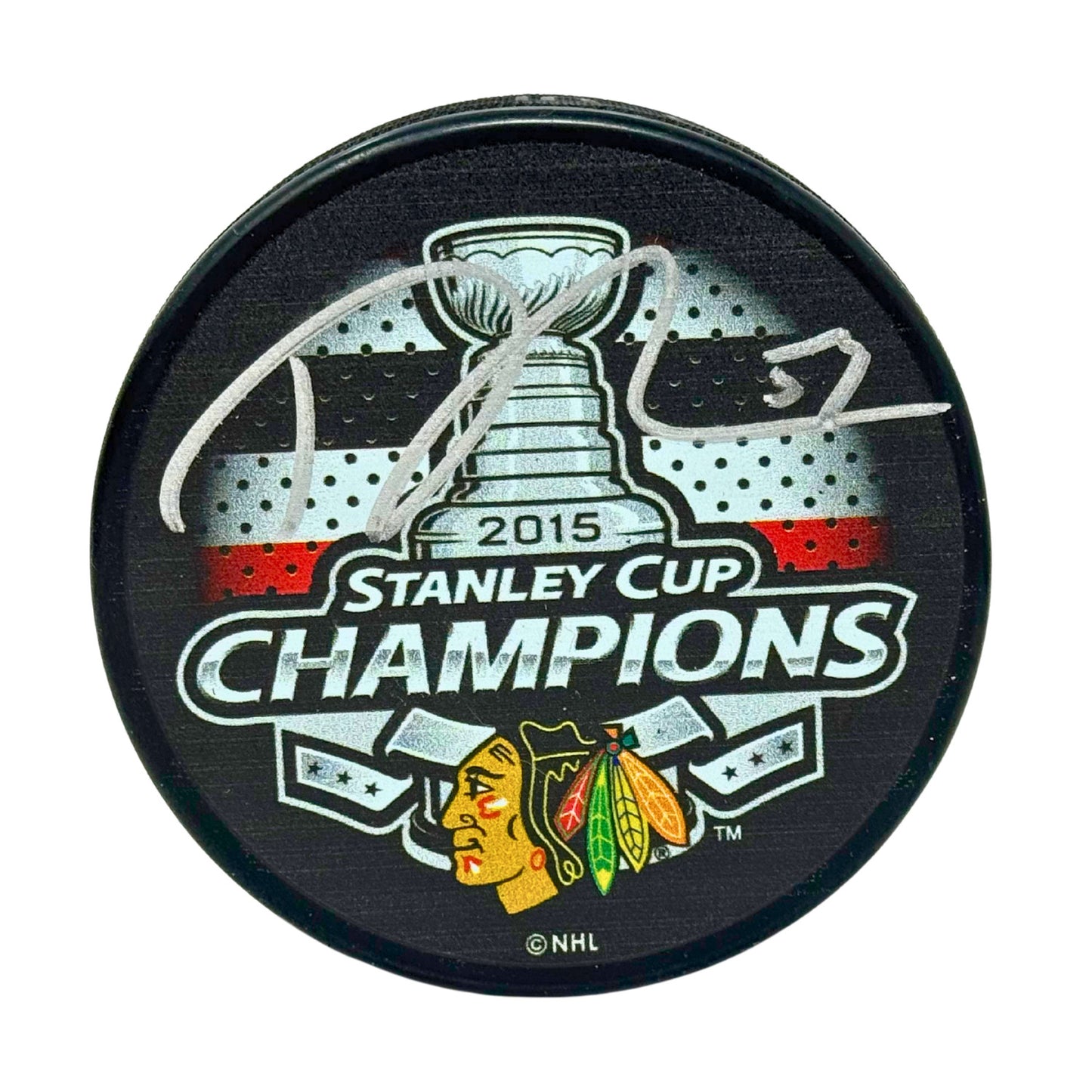 Trevor van Riemsdyk Chicago Blackhawks Signed NHL Autograph Puck Silver Auto