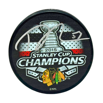 Trevor van Riemsdyk Chicago Blackhawks Signed NHL Autograph Puck Silver Auto