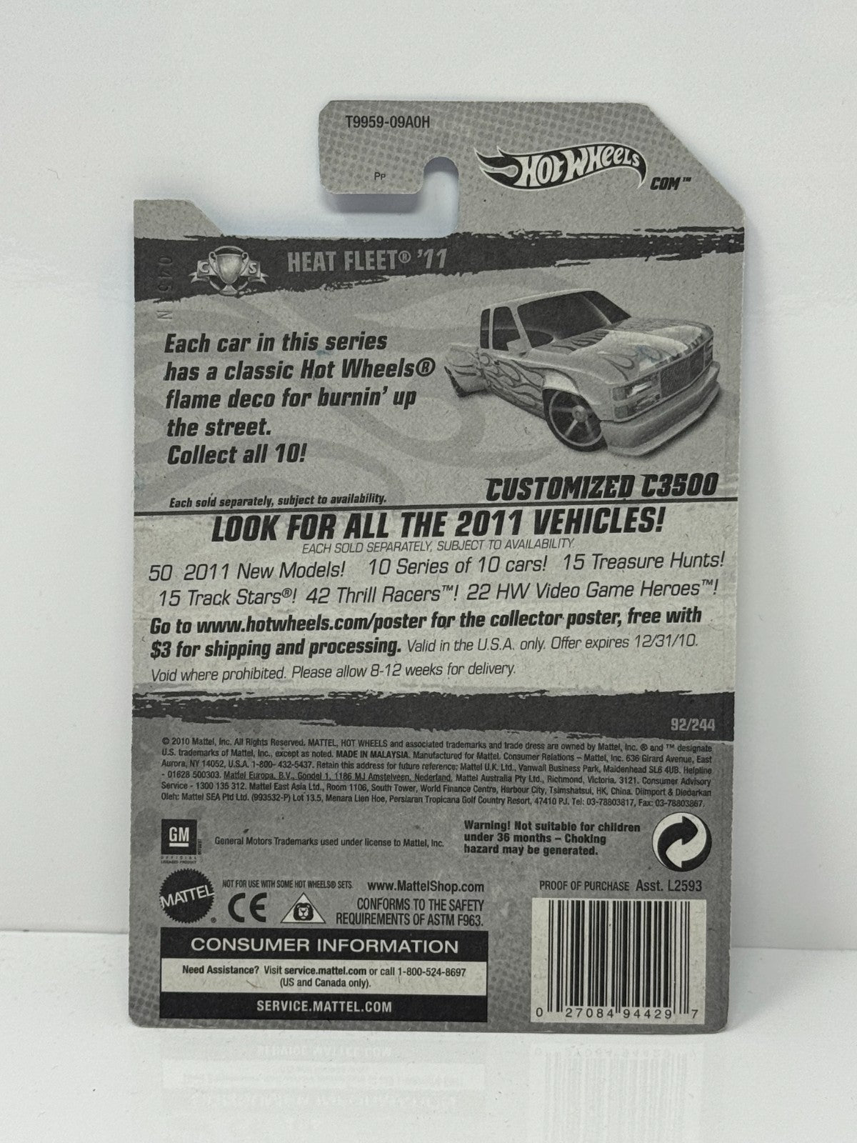 Hot Wheels Heat Fleet 1988 Customized Chevy C3500 1:64 Diecast Factory Sealed