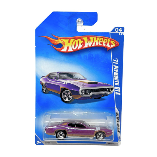 Hot Wheels Muscle Mania 1971 Plymouth GTX 1:64 Diecast Purple Gold