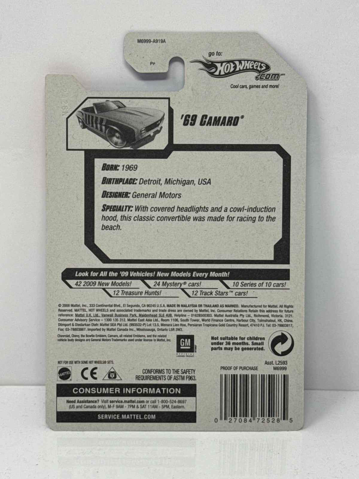 Hot Wheels Web Trading Cars 1969 Chevrolet Camaro 1:64 Diecast Factory Sealed