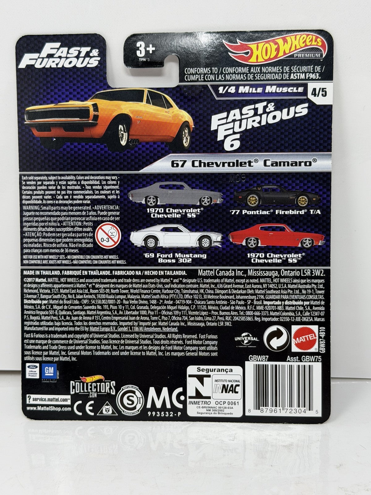 Hot Wheels Premium Fast & Furious 1967 Chevrolet Camaro 1:64 Diecast