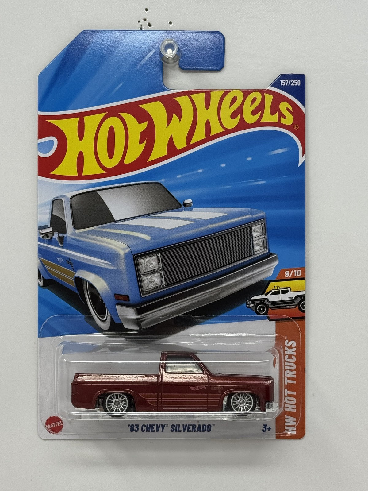 Hot Wheels Hot Trucks 1983 Chevy Silverado 1:64 Diecast Red Custom Real Riders