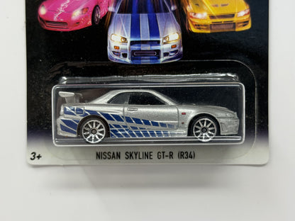 Hot Wheels 2 Fast 2 Furious Nissan Skyline GT-R R34 1:64 Diecast Silver